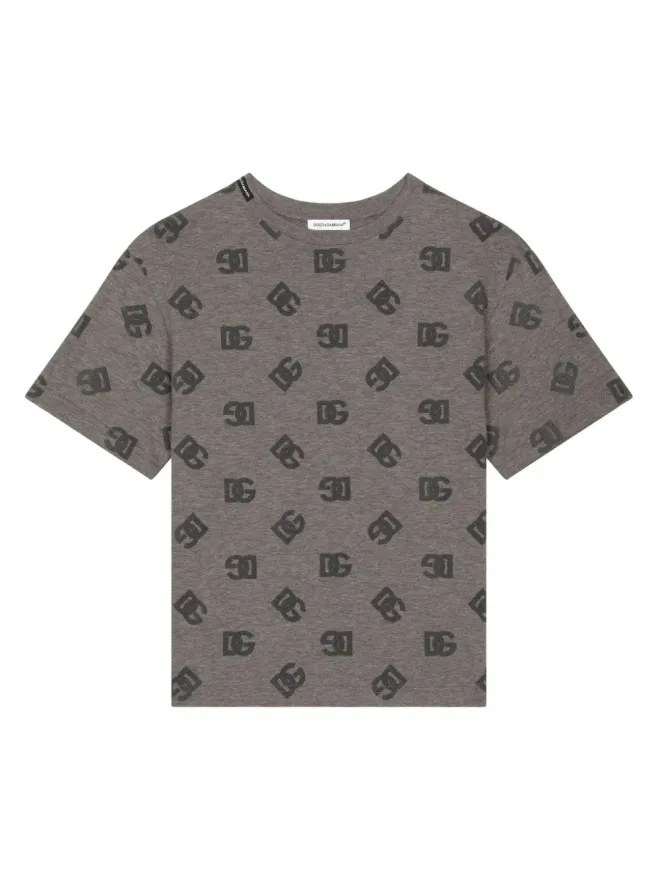 Dolce & Gabbana Kids Dolce & Gabbana Kids モノグラムプリント Tシャツ - グレーの商品画像