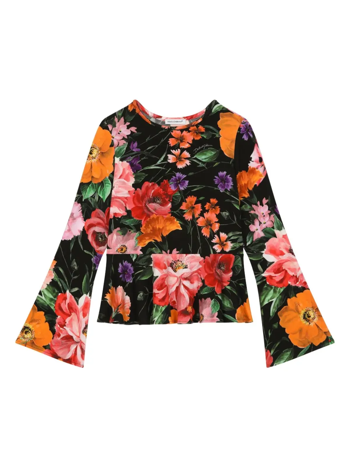 Dolce & Gabbana Kids フローラルプリント Tシャツ ブラック - 画像1