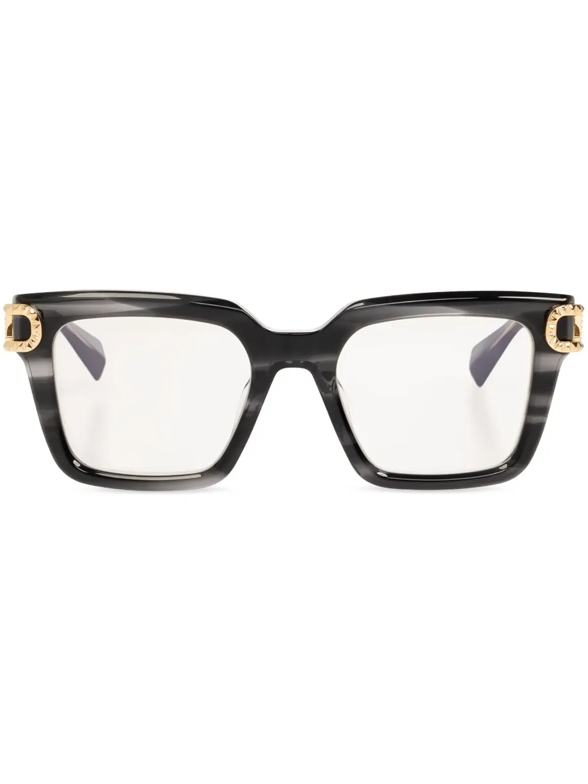 VALENTINO GARAVANI EYEWEAR マーブル柄スクエアフレーム眼鏡 ブラック - 画像1