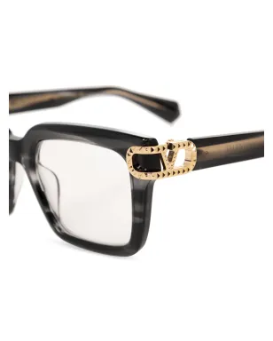 VALENTINO GARAVANI EYEWEAR マーブル柄スクエアフレーム眼鏡 ブラック - サムネイル2