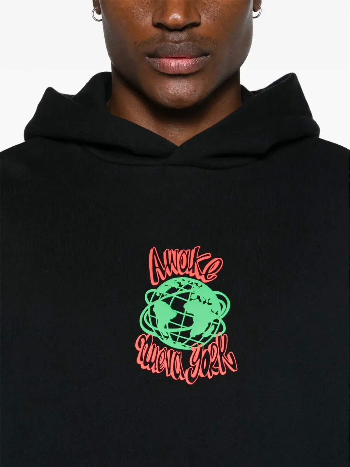Awake NY グローブ raised-logo コットンフーディ ブラック - 画像5