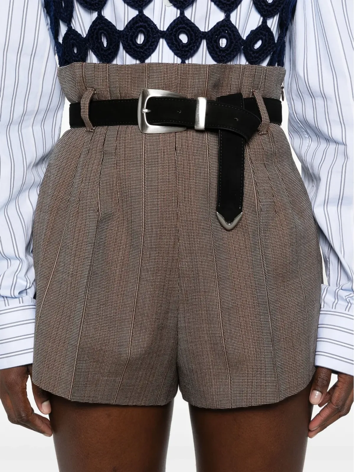 Prada ハイウエスト テーラードショーツ - ブラウン - 画像5