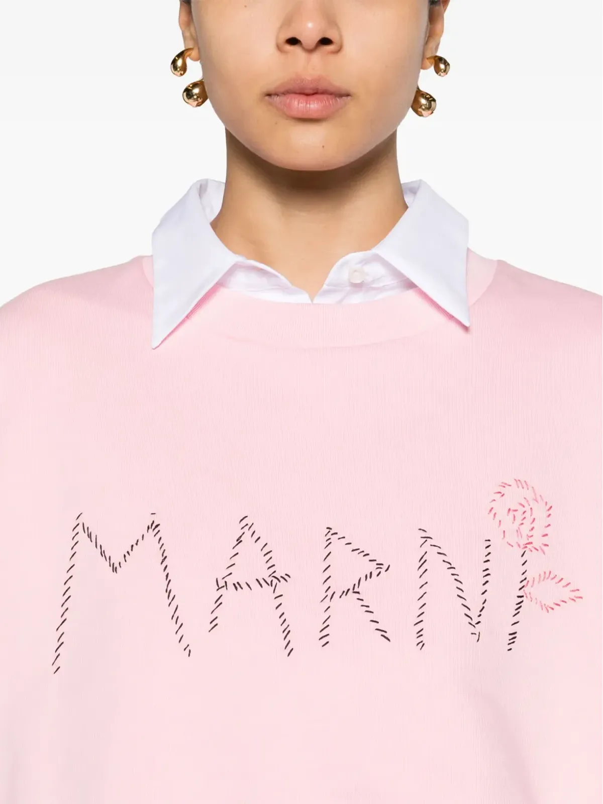 Marni ロゴ刺繍 クロップド スウェットシャツ - 画像5