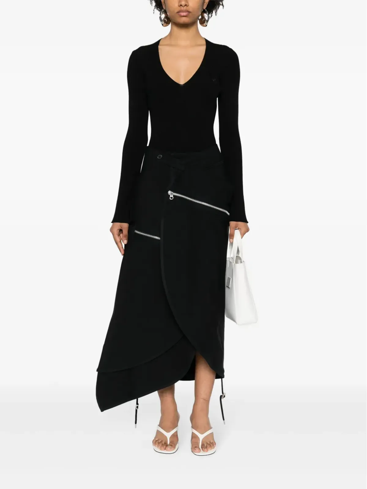 Courrèges ロゴアップリケ付きリブ編みセーター - ブラック - 画像2