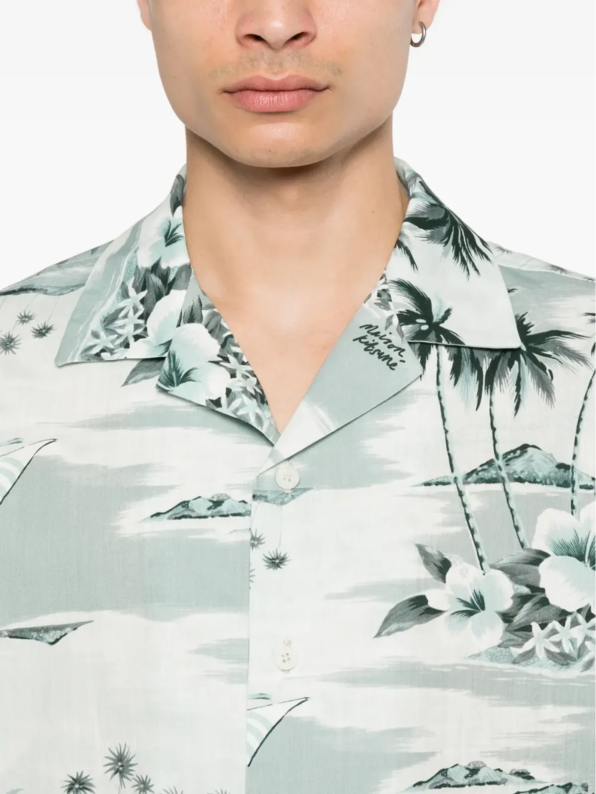 Maison Kitsuné アイランドプリント ボウリングシャツ ブルー - 画像5