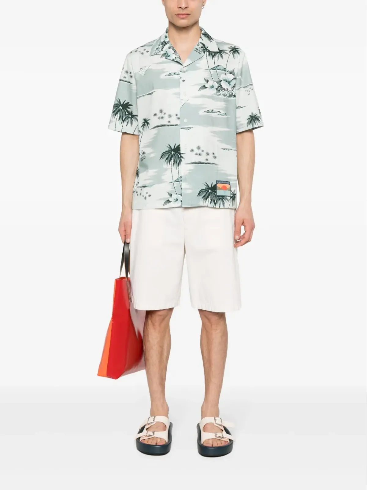 Maison Kitsuné アイランドプリント ボウリングシャツ ブルー - 画像2