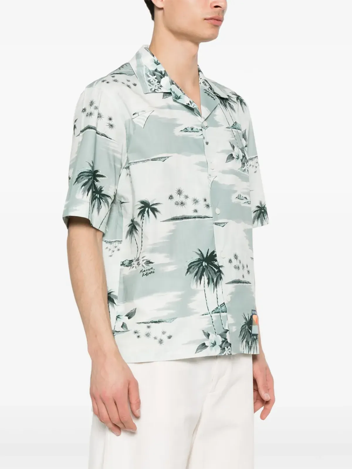 Maison Kitsuné アイランドプリント ボウリングシャツ ブルー - 画像3