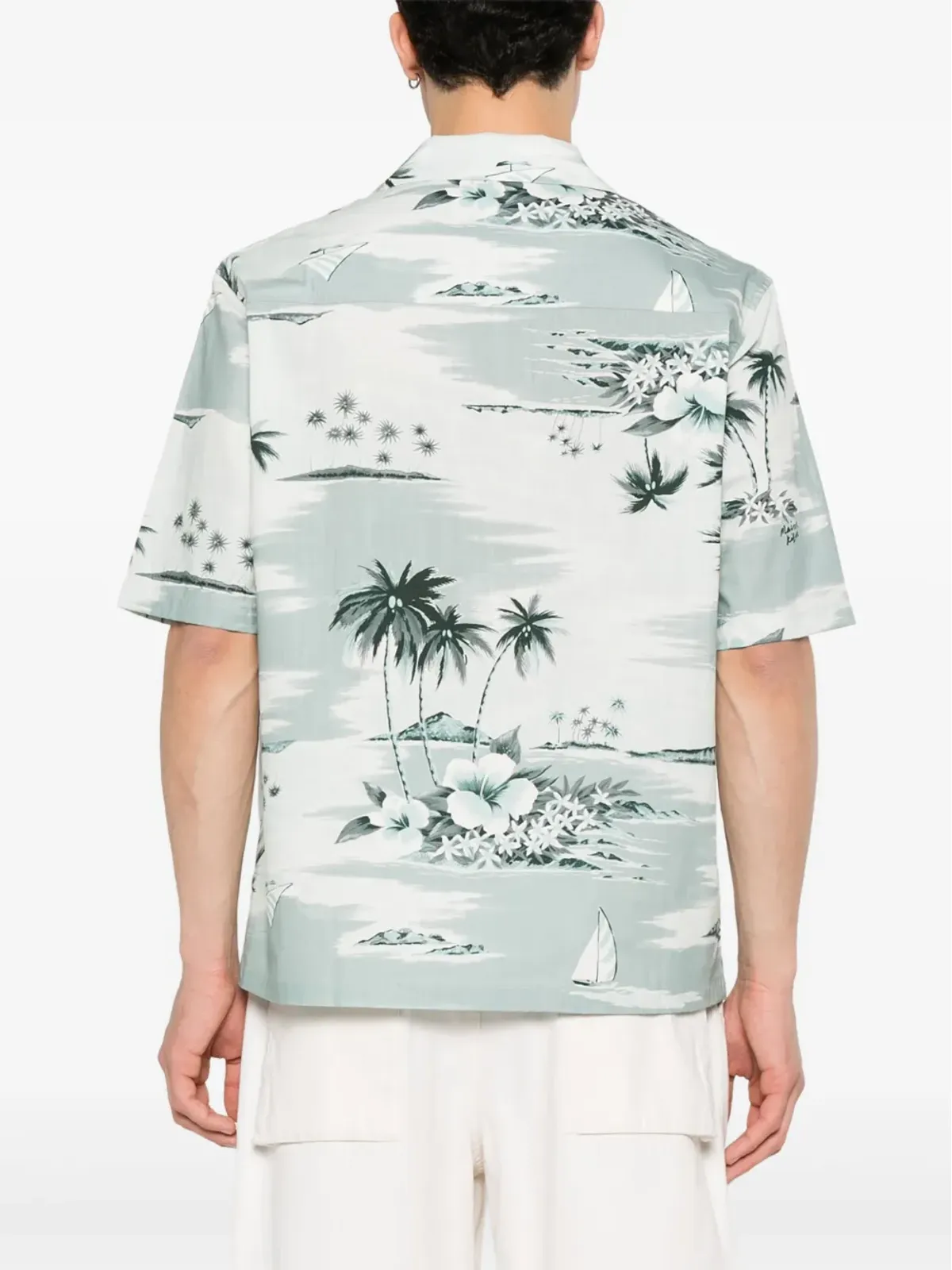 Maison Kitsuné アイランドプリント ボウリングシャツ ブルー - 画像4