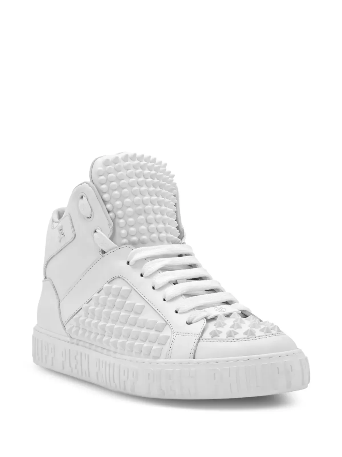 Philipp Plein スパイクエフェクト ミッドトップスニーカー ホワイト - 画像2