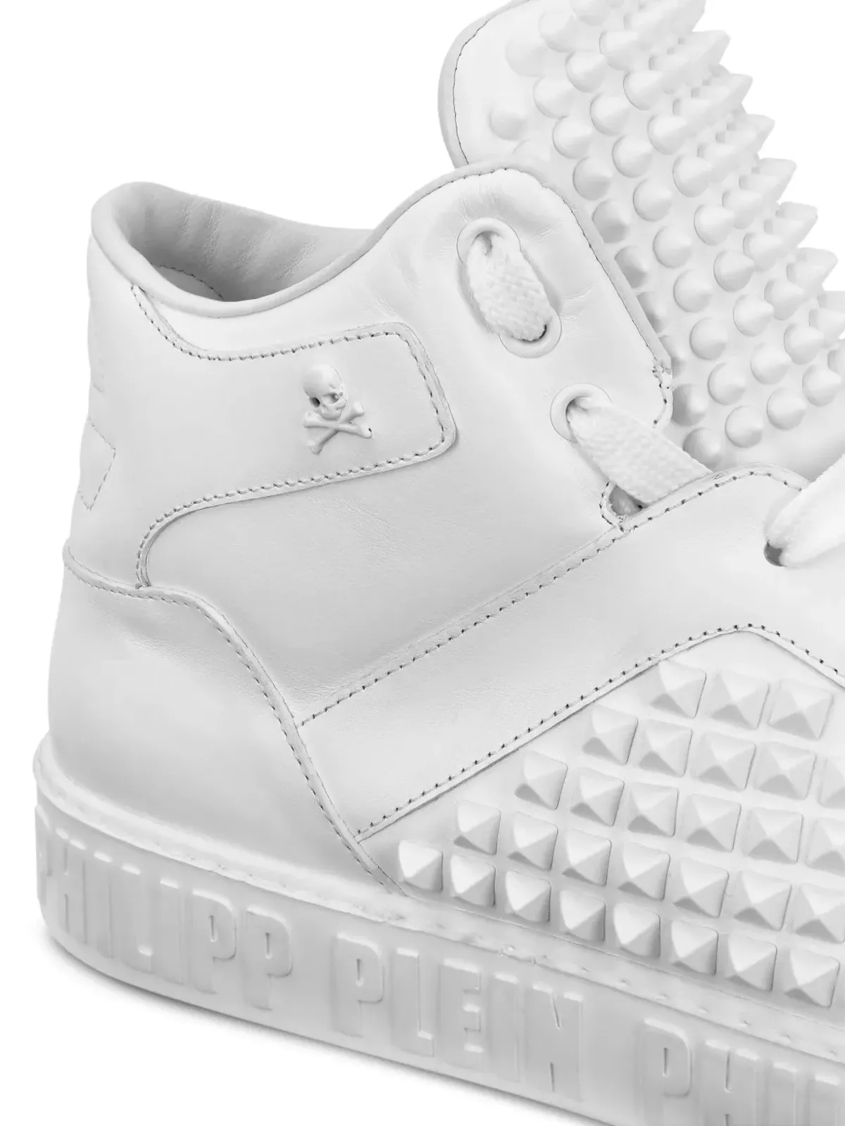Philipp Plein スパイクエフェクト ミッドトップスニーカー ホワイト - 画像4