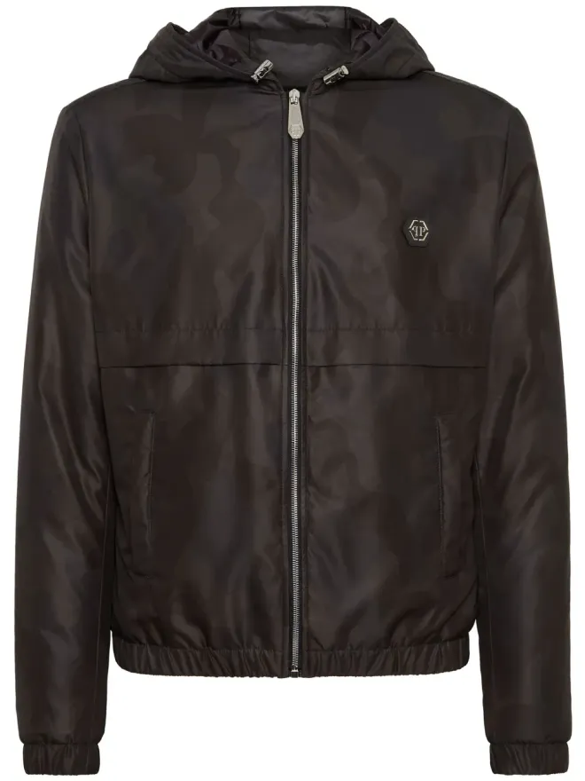 Philipp Plein Philipp Plein カモフラージュ柄フード付きジャケット ブラックの商品画像