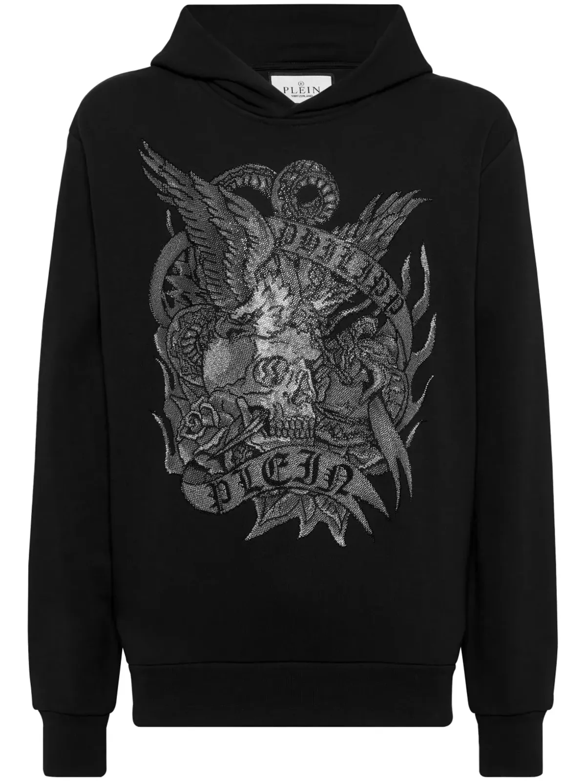 Philipp Plein クリスタル・タトゥー クリスタル装飾フーディー - ブラック - 画像1
