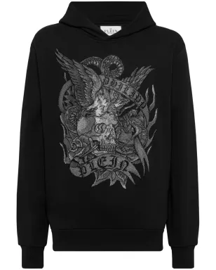 Philipp Plein クリスタル・タトゥー クリスタル装飾フーディー - ブラック - サムネイル1