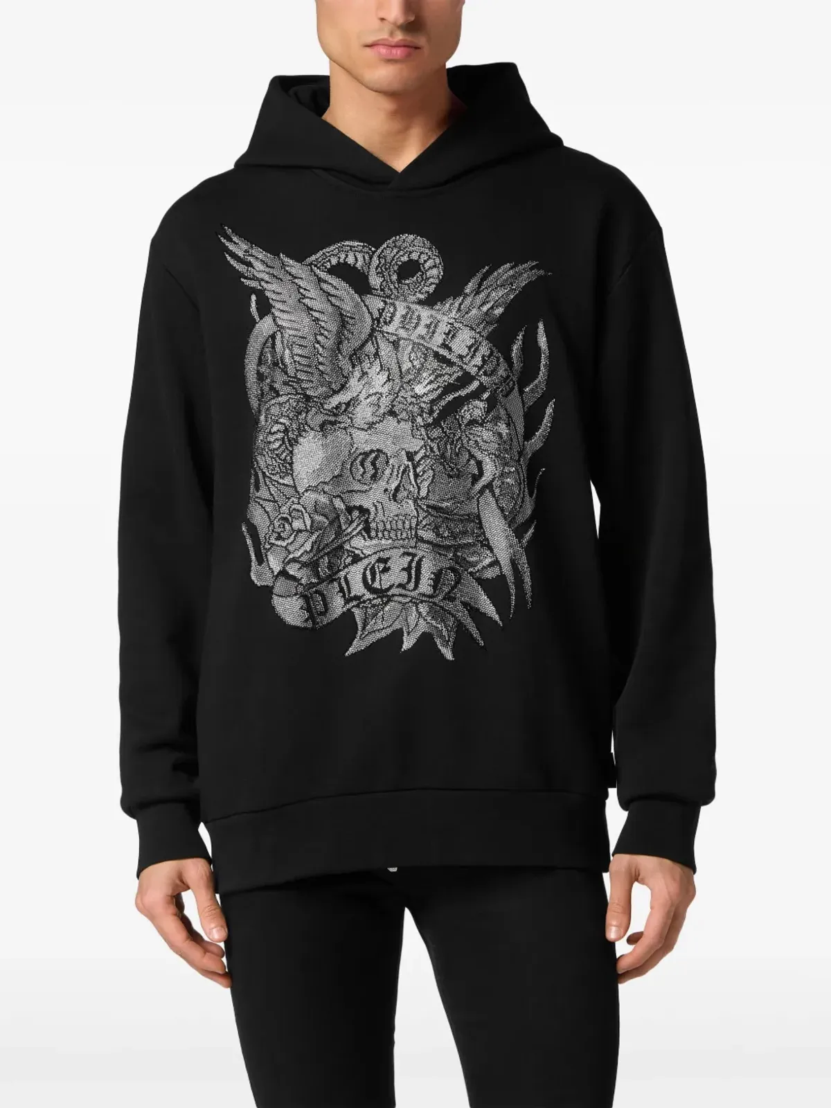 Philipp Plein クリスタル・タトゥー クリスタル装飾フーディー - ブラック - 画像2