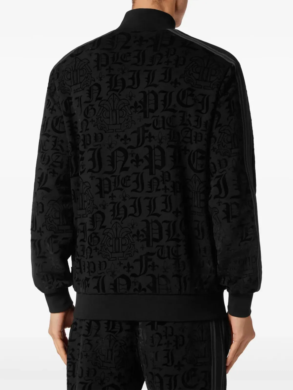 Philipp Plein ゴシックプリント サイドストライプ スポーツジャケット - ブラック - 画像4