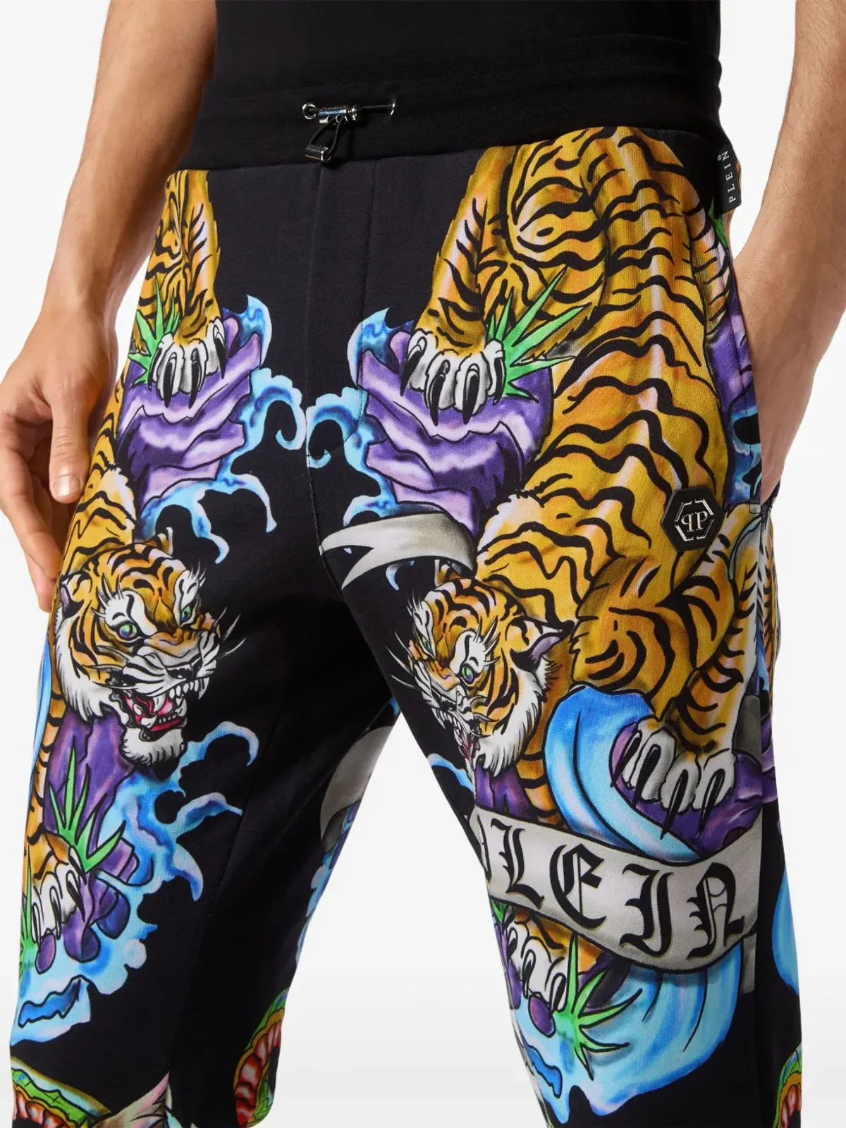 Philipp Plein タトゥープリント ドローストリング トラックパンツ ブラック - 画像5