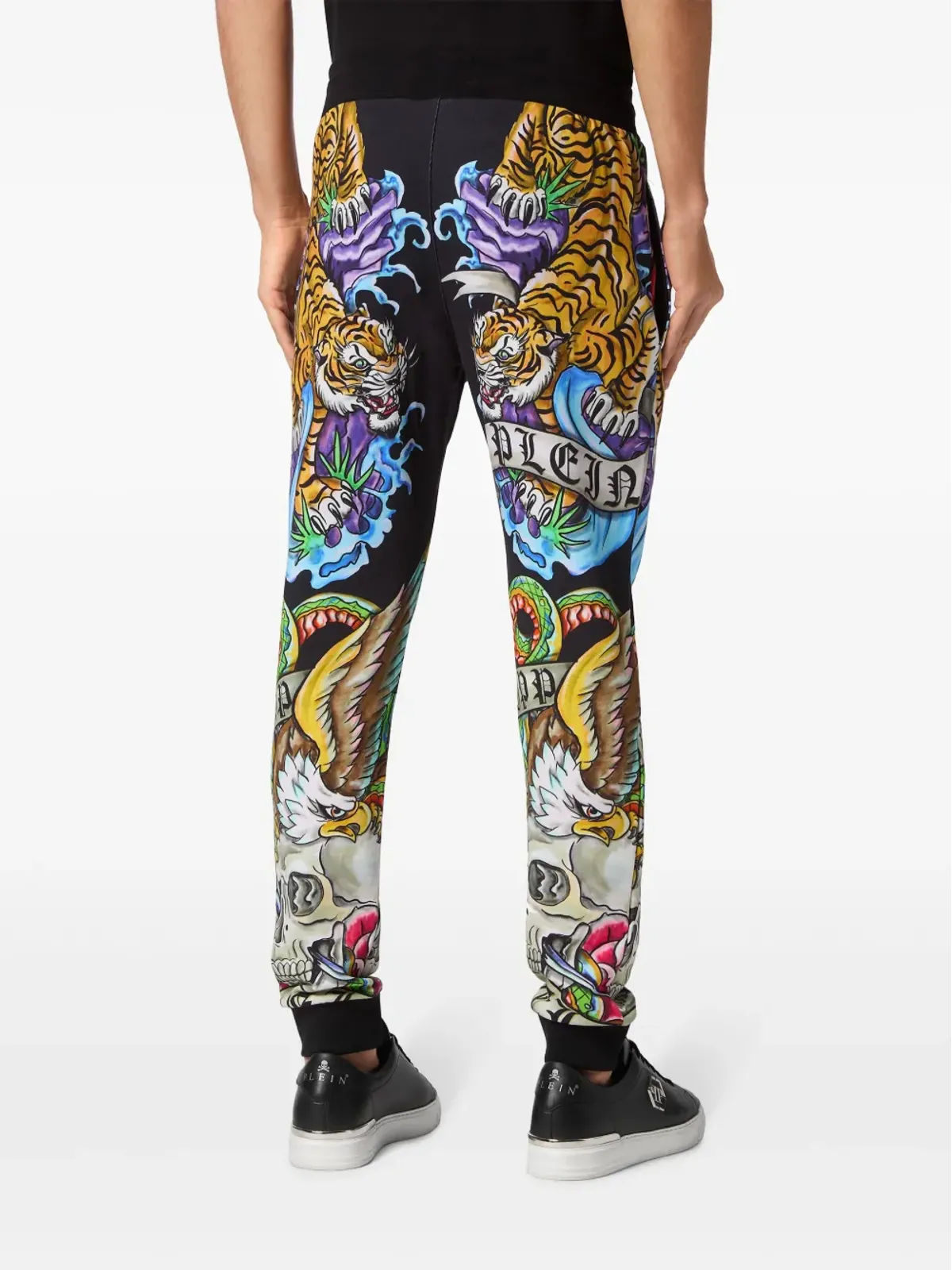 Philipp Plein タトゥープリント ドローストリング トラックパンツ ブラック - 画像4