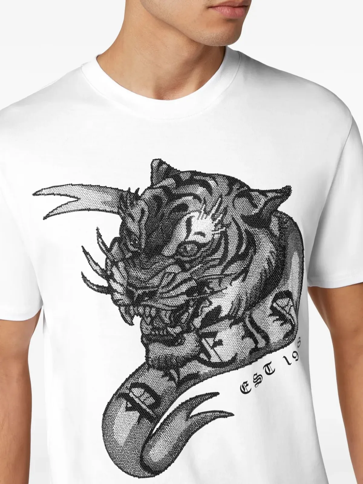 Philipp Plein SS Tattoo タイガープリント Tシャツ - ホワイト - 画像4