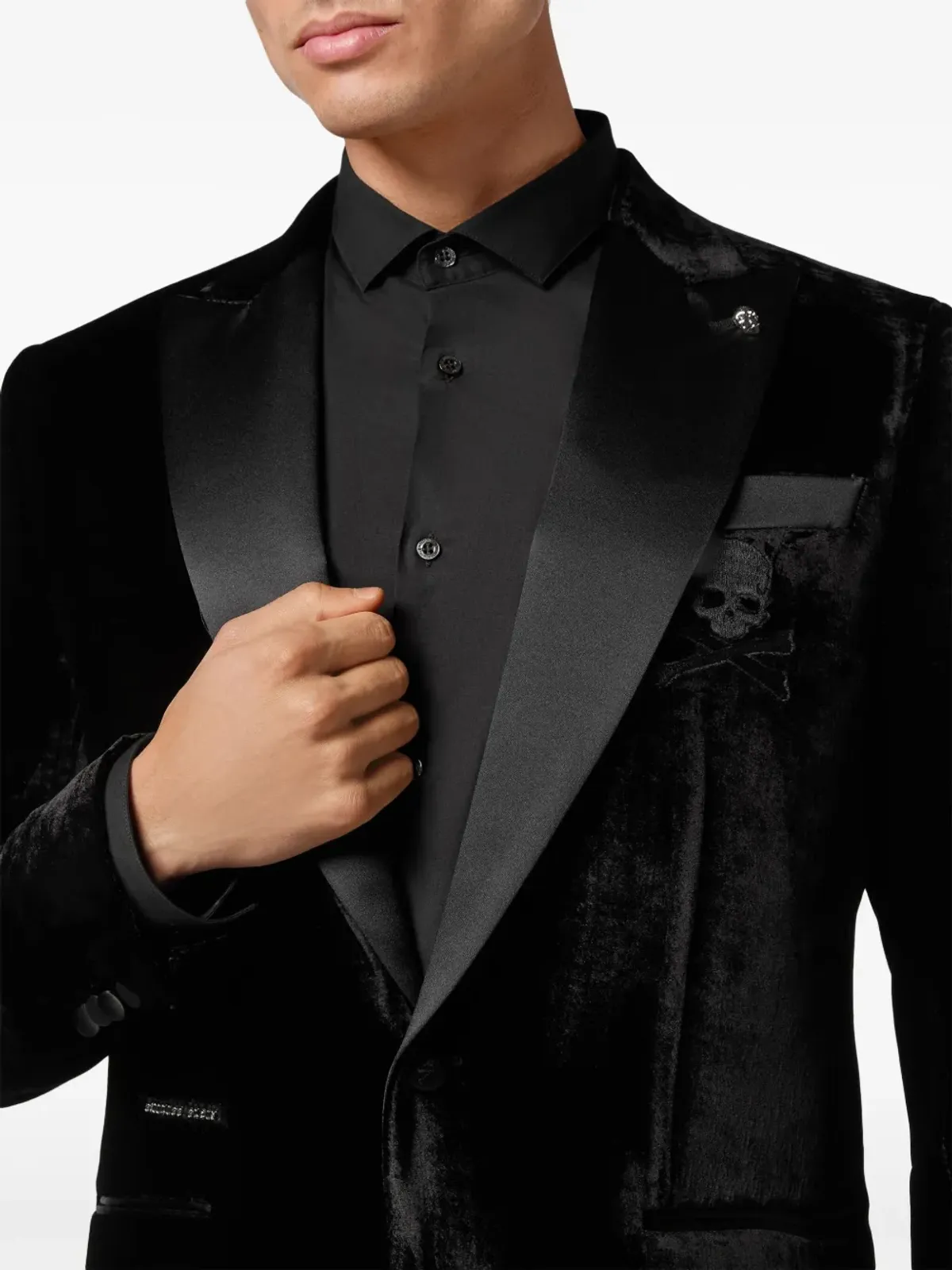 Philipp Plein ロード シングルブレスト ベルベットブレザー - ブラック - 画像5