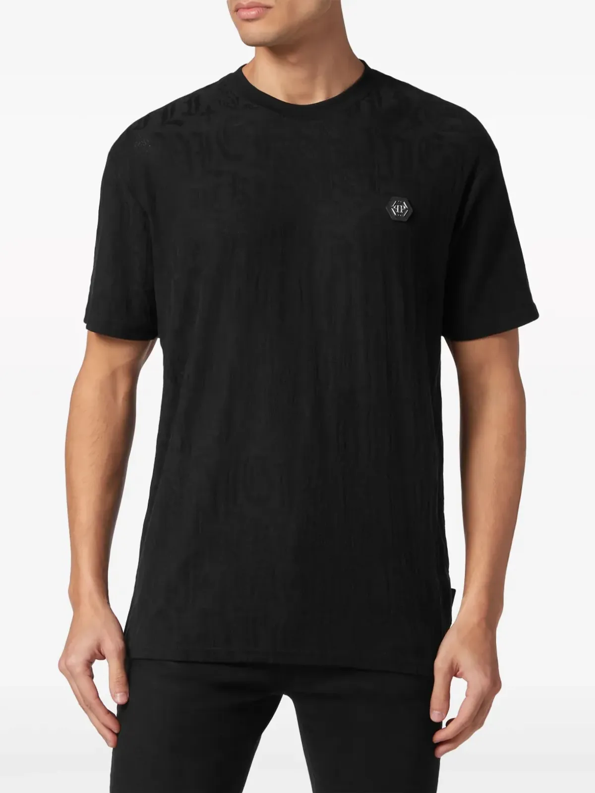 Philipp Plein モノグラム柄 コットン Tシャツ - ブラック - 画像3