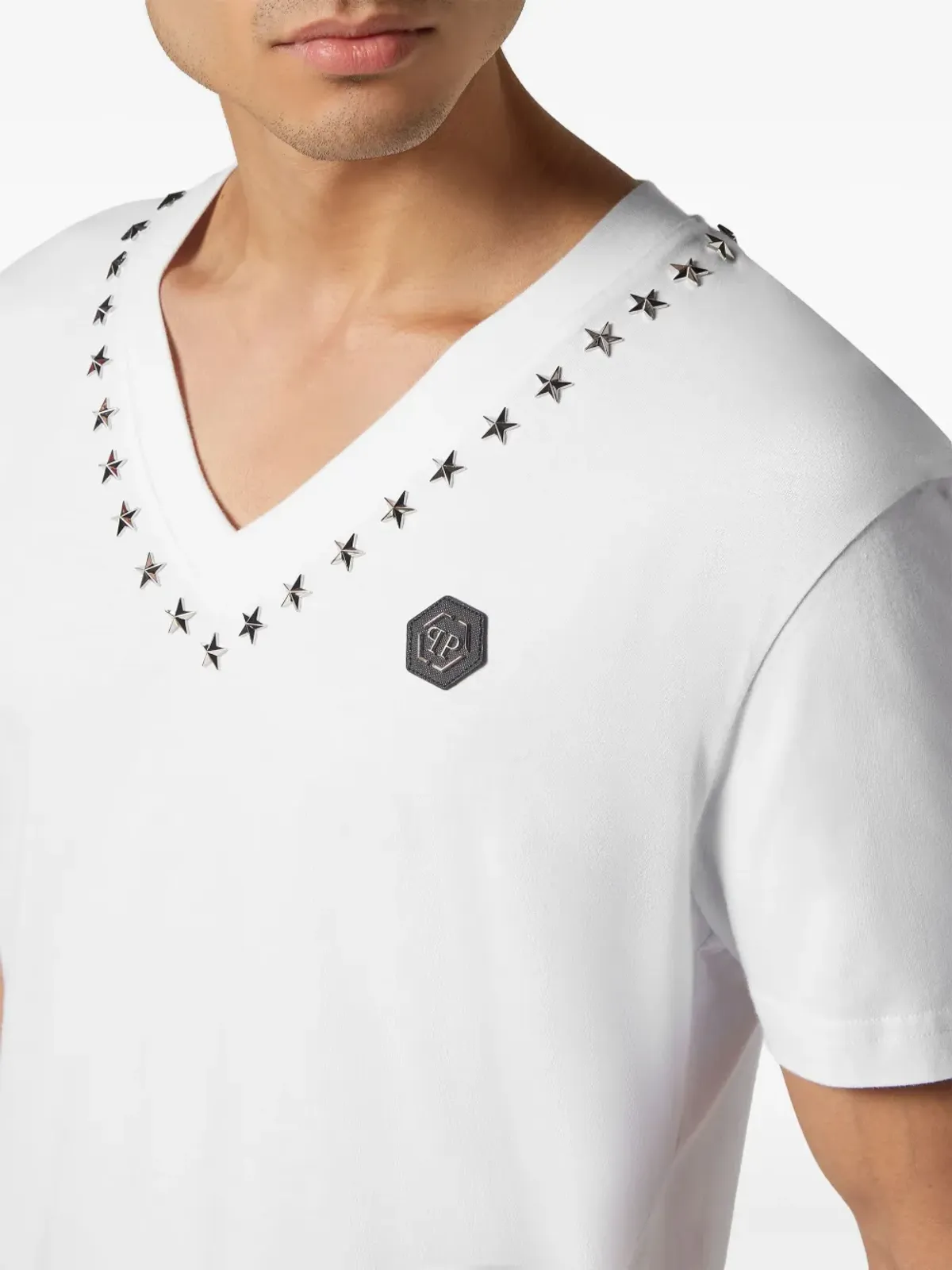 Philipp Plein 星型スタッズ付きコットンTシャツ - ホワイト - 画像5