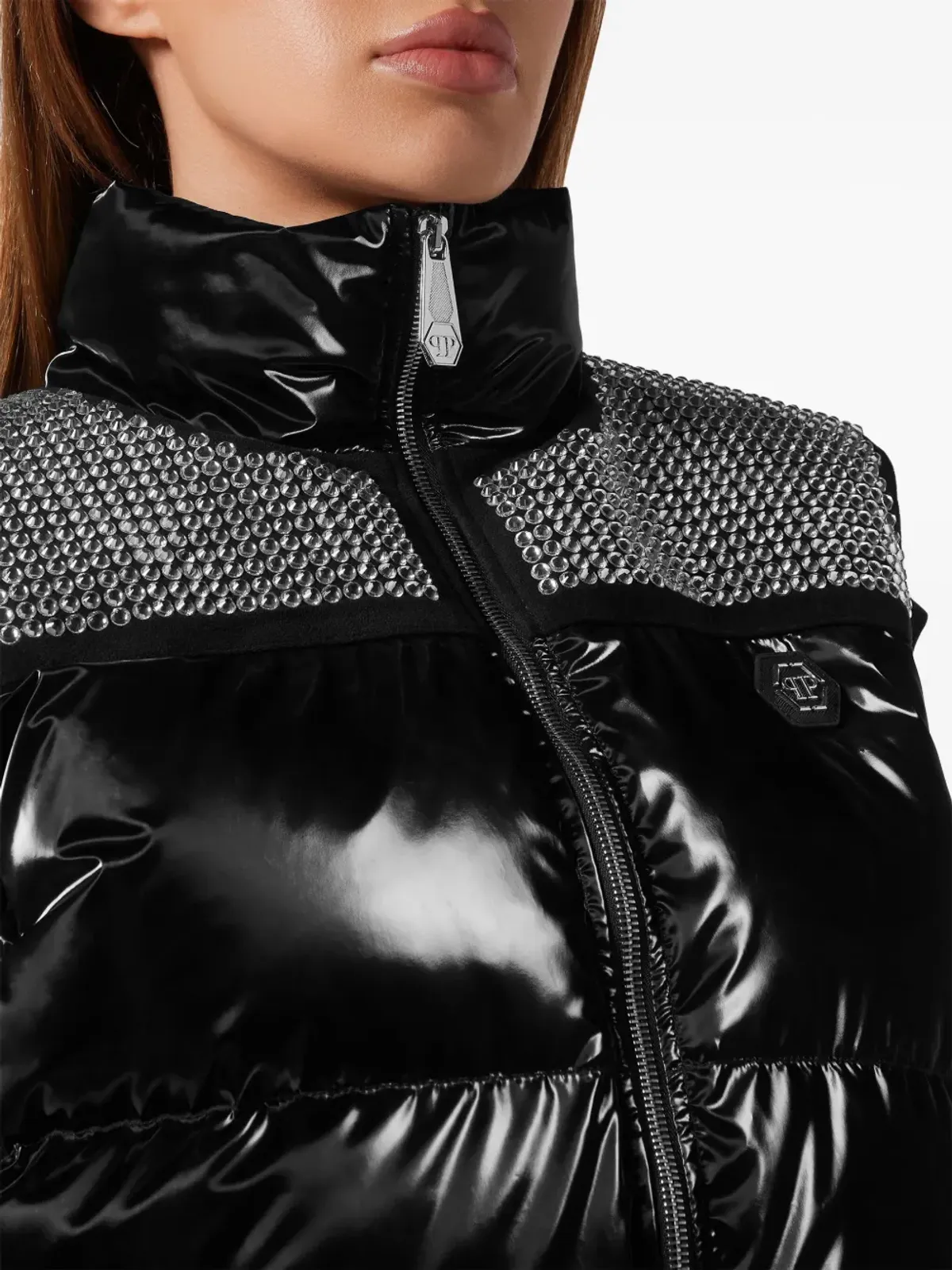 Philipp Plein クリスタル装飾付き パッド入りジレ - ブラック - 画像4
