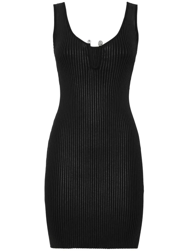 Philipp Plein Philipp Plein コーティッドリブニット ミニドレス - ブラックの商品画像