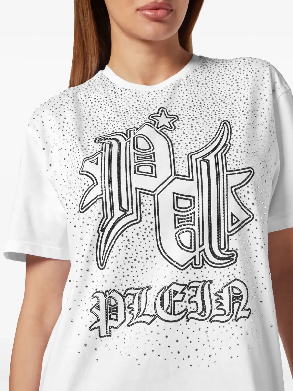 Philipp Plein クリスタルロゴ Tシャツドレス ホワイト - 画像5