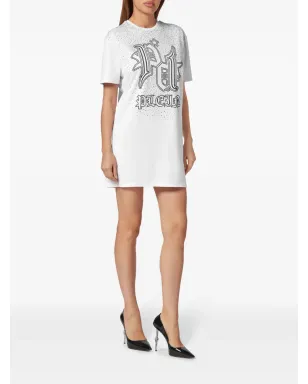 Philipp Plein クリスタルロゴ Tシャツドレス ホワイト - サムネイル2