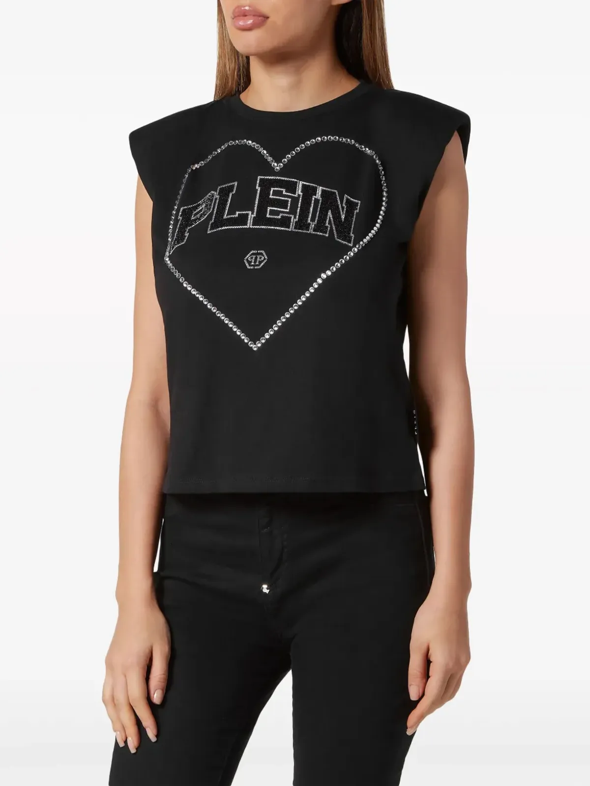 Philipp Plein ストラスハート コットンのタンクトップ - ブラック - 画像2