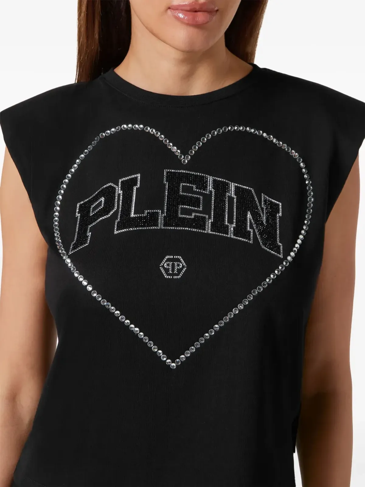 Philipp Plein ストラスハート コットンのタンクトップ - ブラック - 画像4
