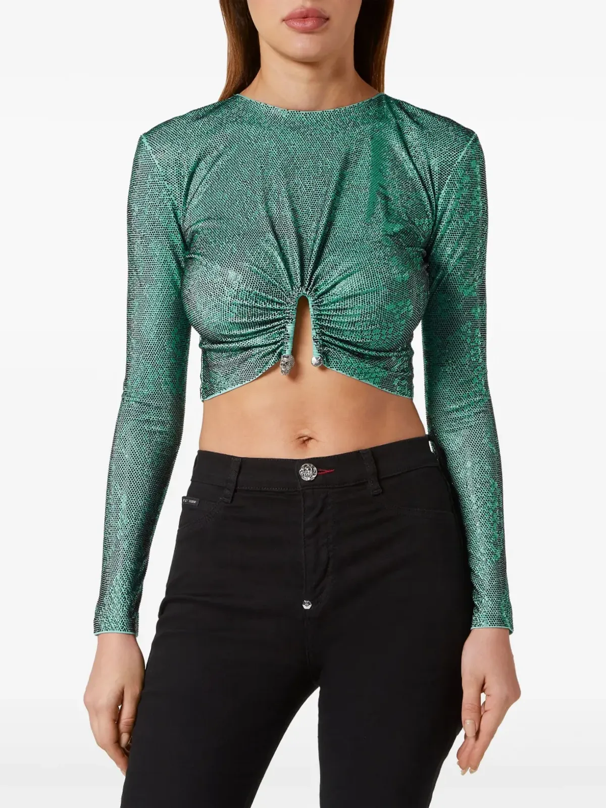 Philipp Plein グラスクリスタル装飾 Tシャツ - グリーン - 画像2
