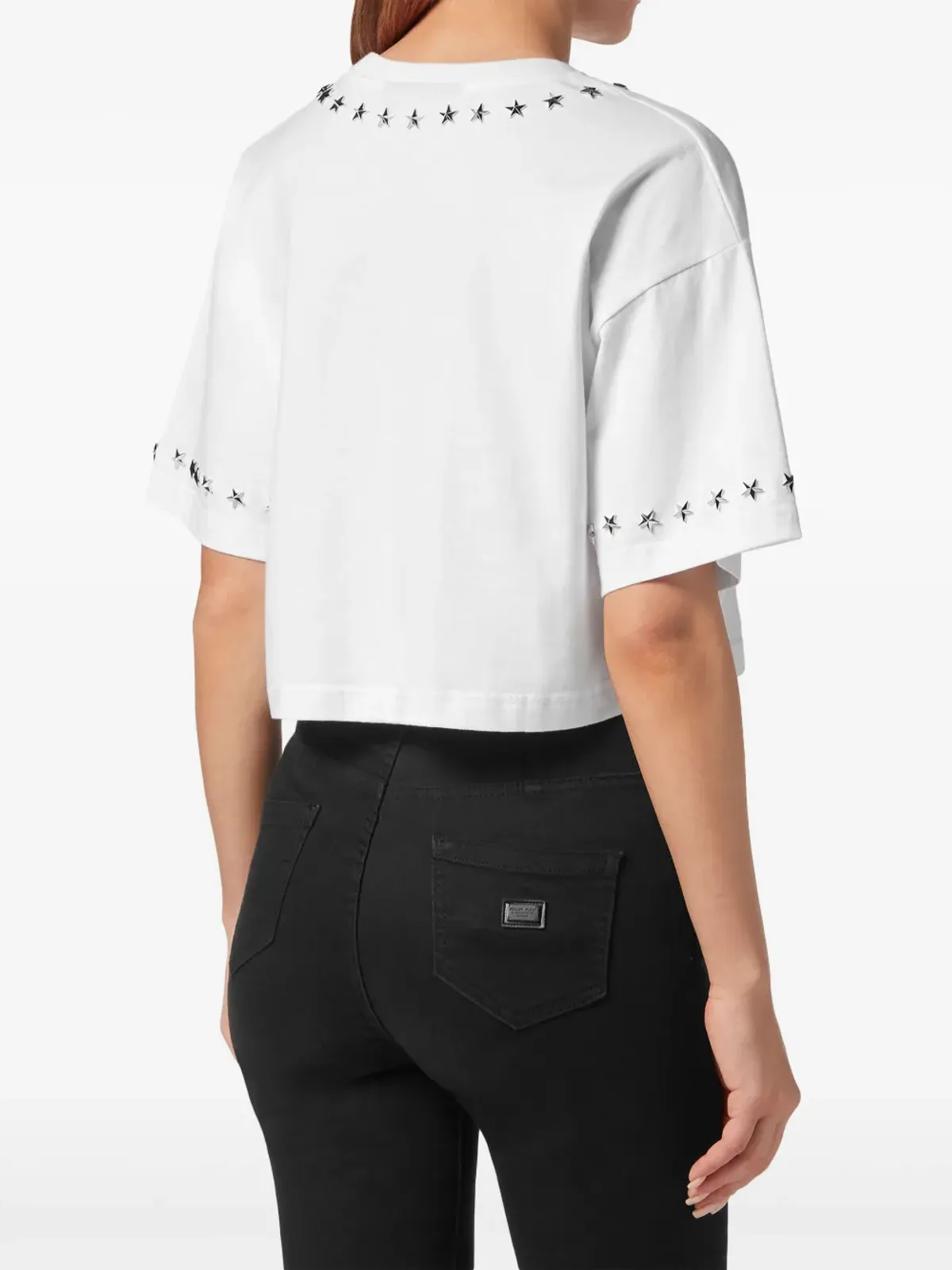 Philipp Plein 星スタッズ付きコットン クロップトップ - ホワイト - 画像4