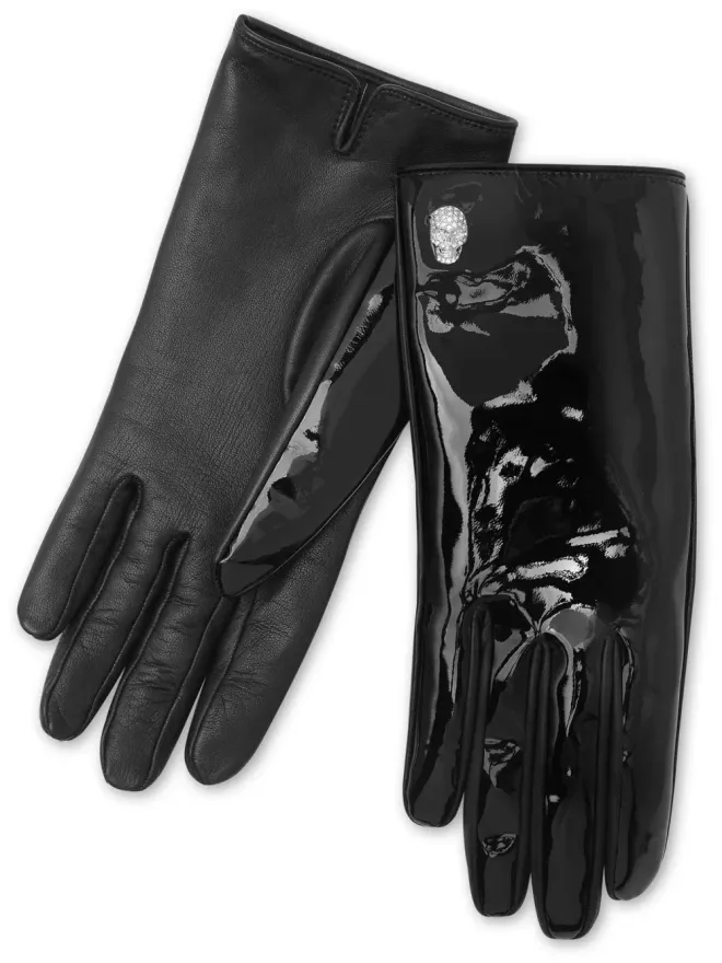 Philipp Plein Philipp Plein スカルアップリケ レザーグローブの商品画像
