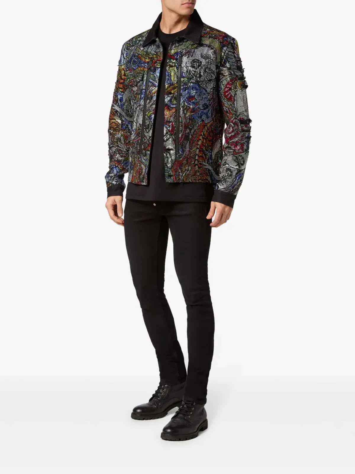 Philipp Plein クリスタル装飾付きデニムジャケット - 画像2