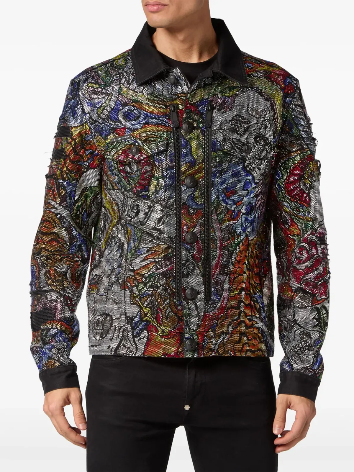 Philipp Plein クリスタル装飾付きデニムジャケット - 画像3
