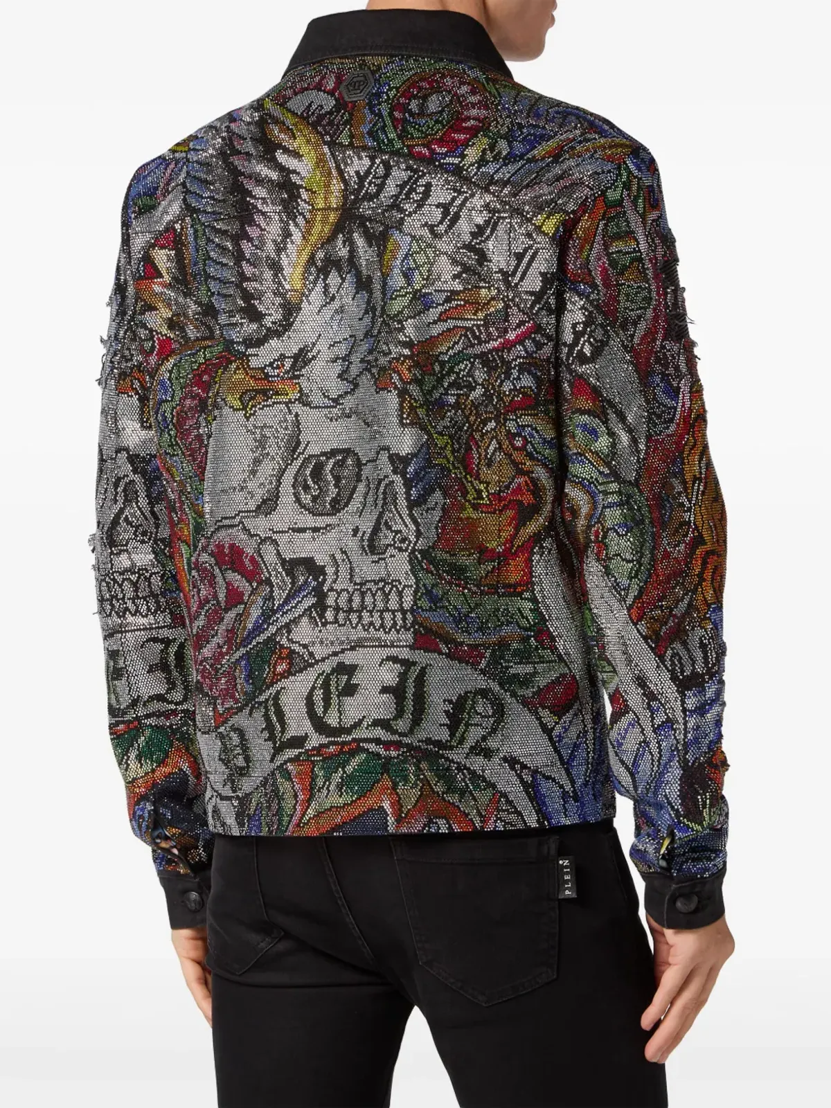 Philipp Plein クリスタル装飾付きデニムジャケット - 画像4