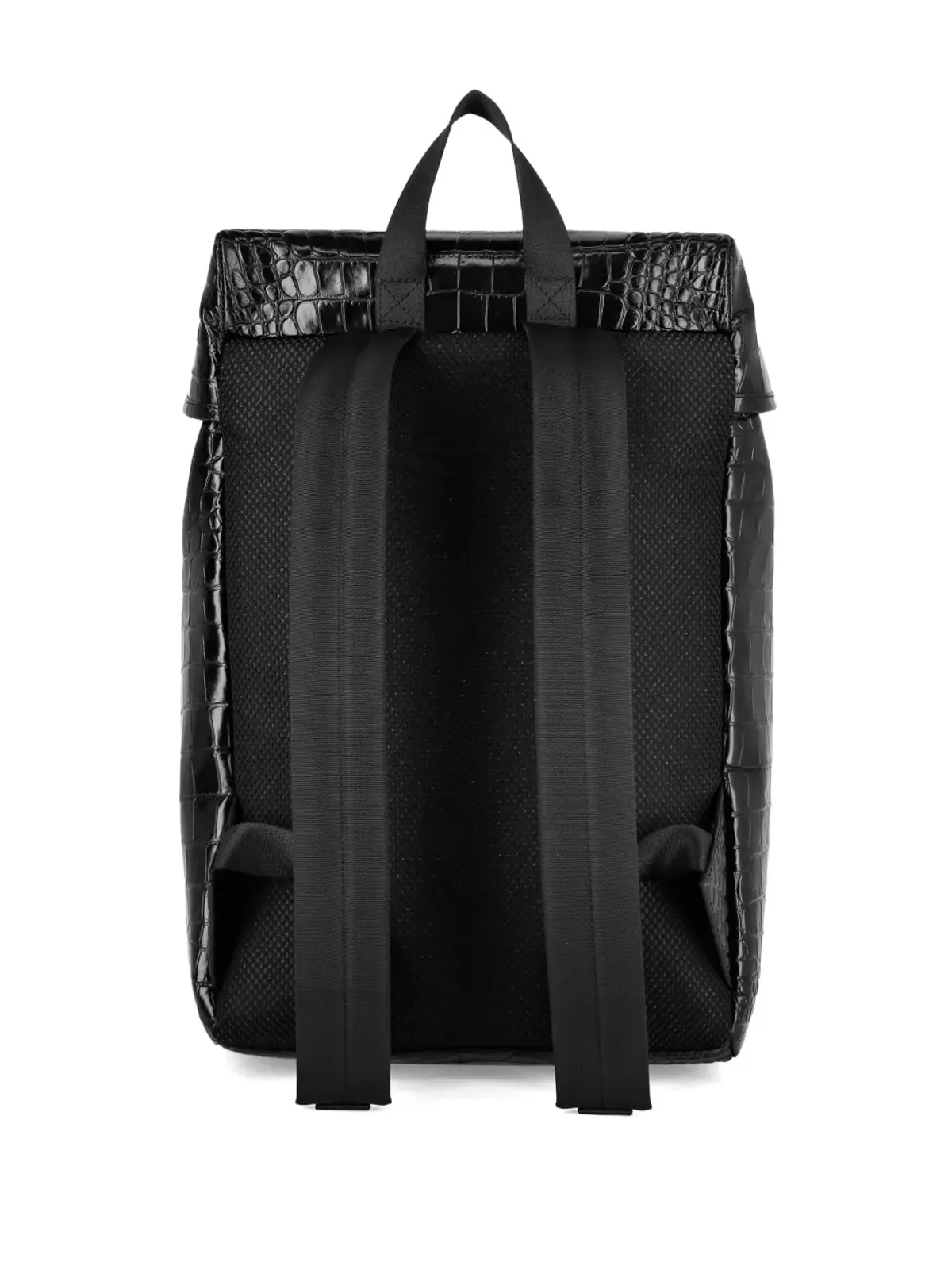 Philipp Plein クロコダイルエンボスレザー バックパック ブラック - 画像3