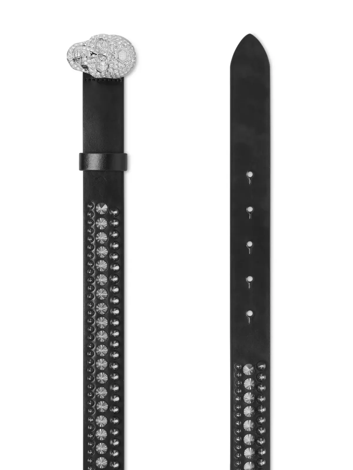 Philipp Plein スカルバックル レザーベルト - 画像2