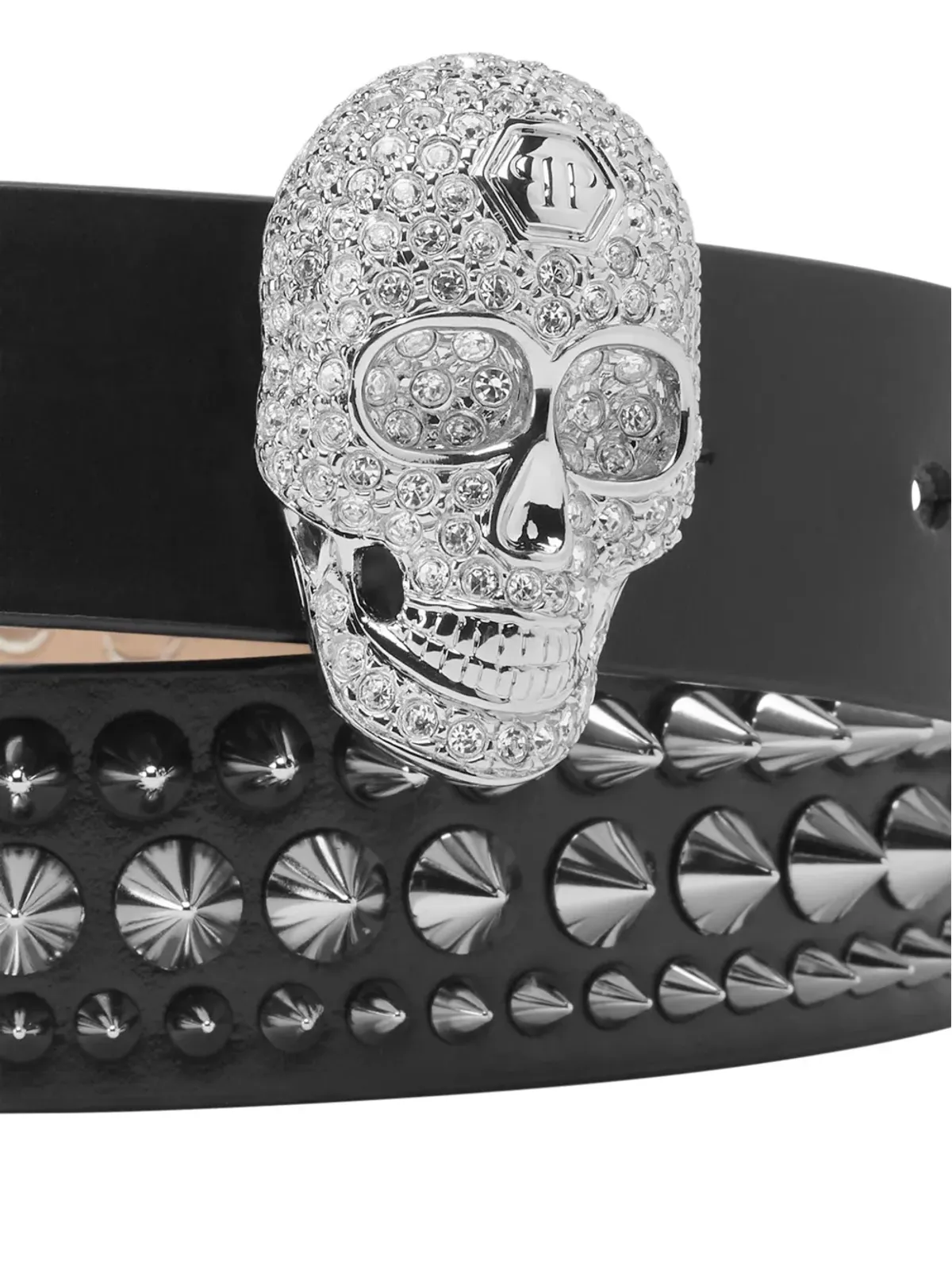 Philipp Plein スカルバックル レザーベルト - 画像3