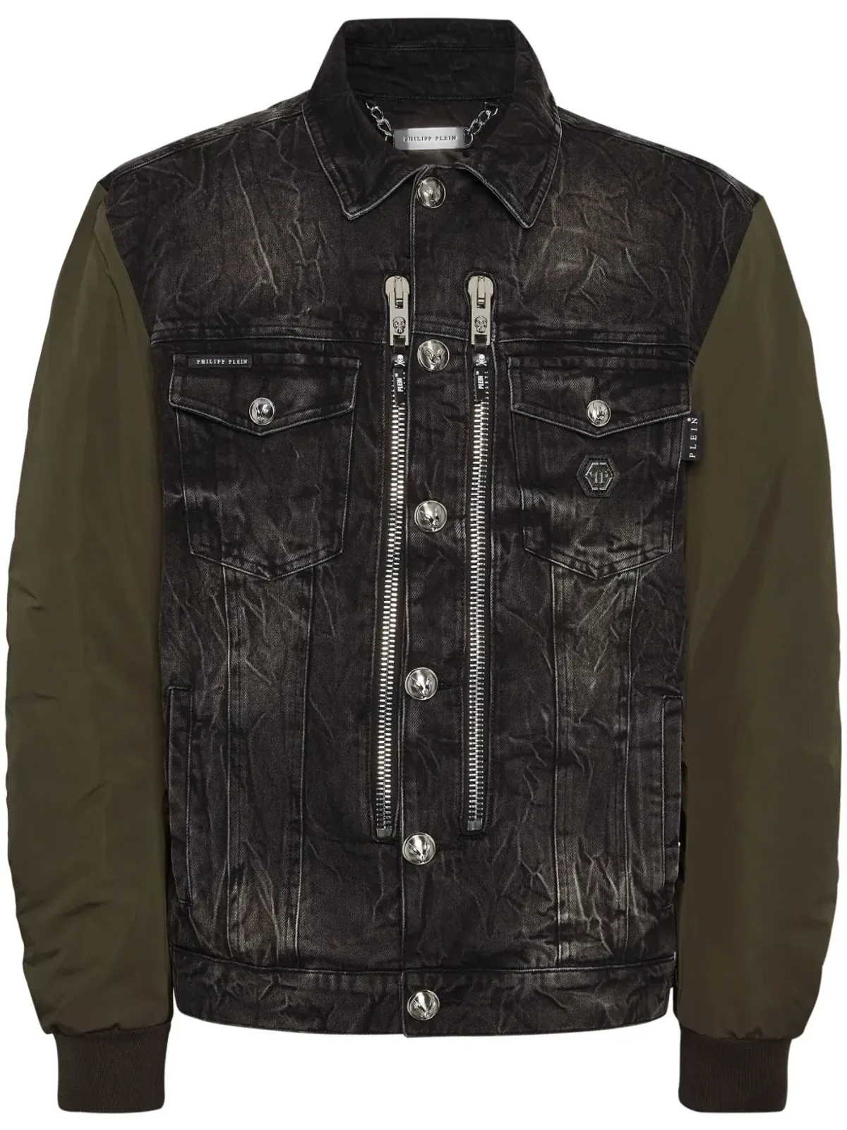 Philipp Plein コントラストスリーブ デニムジャケット - グレー - 画像1