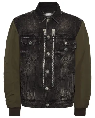 Philipp Plein コントラストスリーブ デニムジャケット - グレー - サムネイル1