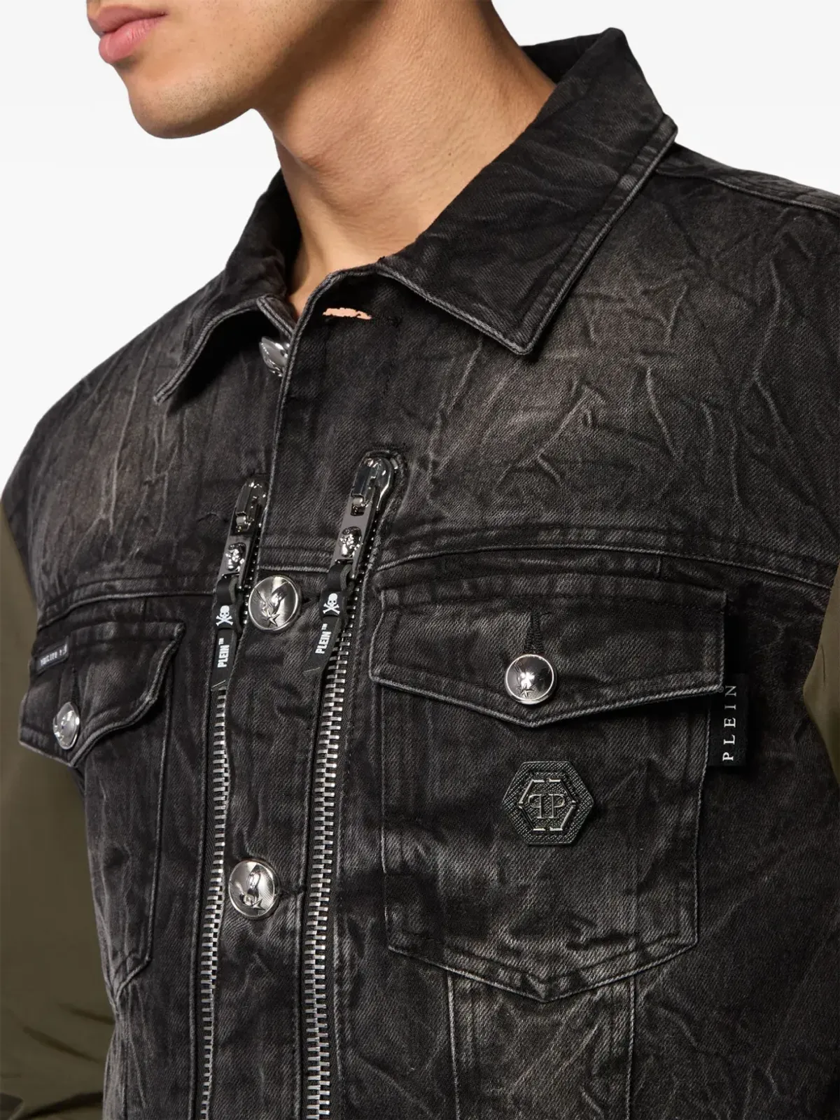 Philipp Plein コントラストスリーブ デニムジャケット - グレー - 画像5