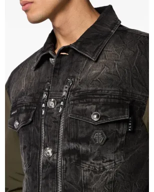Philipp Plein コントラストスリーブ デニムジャケット - グレー - サムネイル5