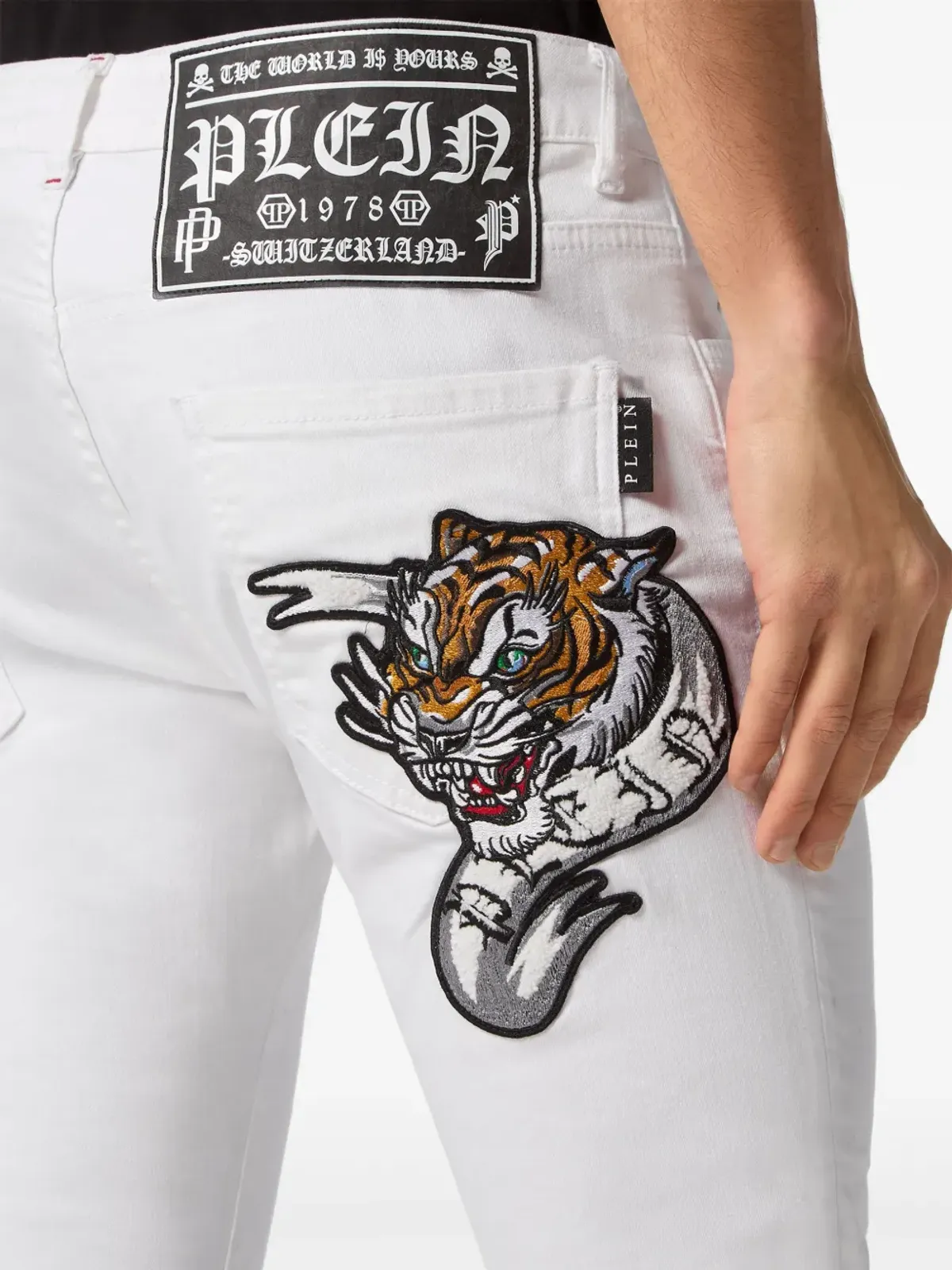 Philipp Plein タイガーアップリケ ストレートジーンズ - 画像4