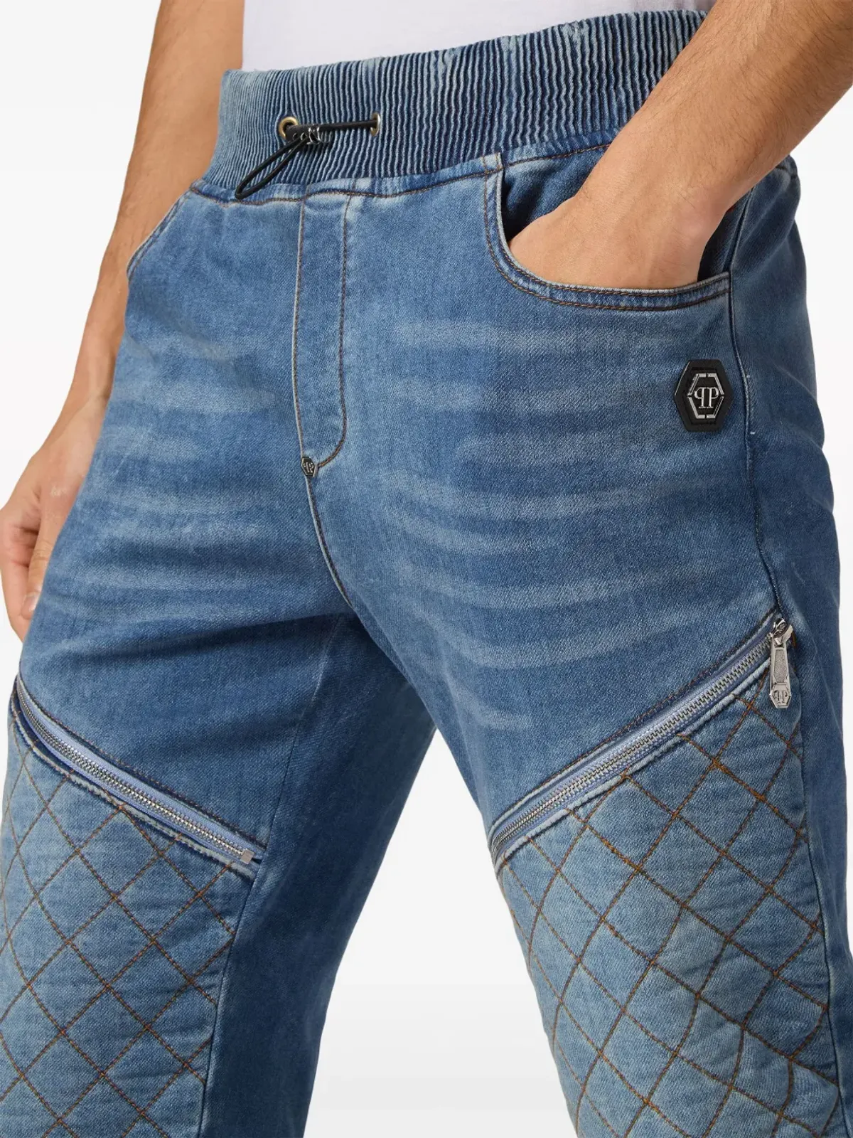 Philipp Plein ジョギング ロゴアップリケ テーパードデニム ジーンズ - ブルー - 画像5