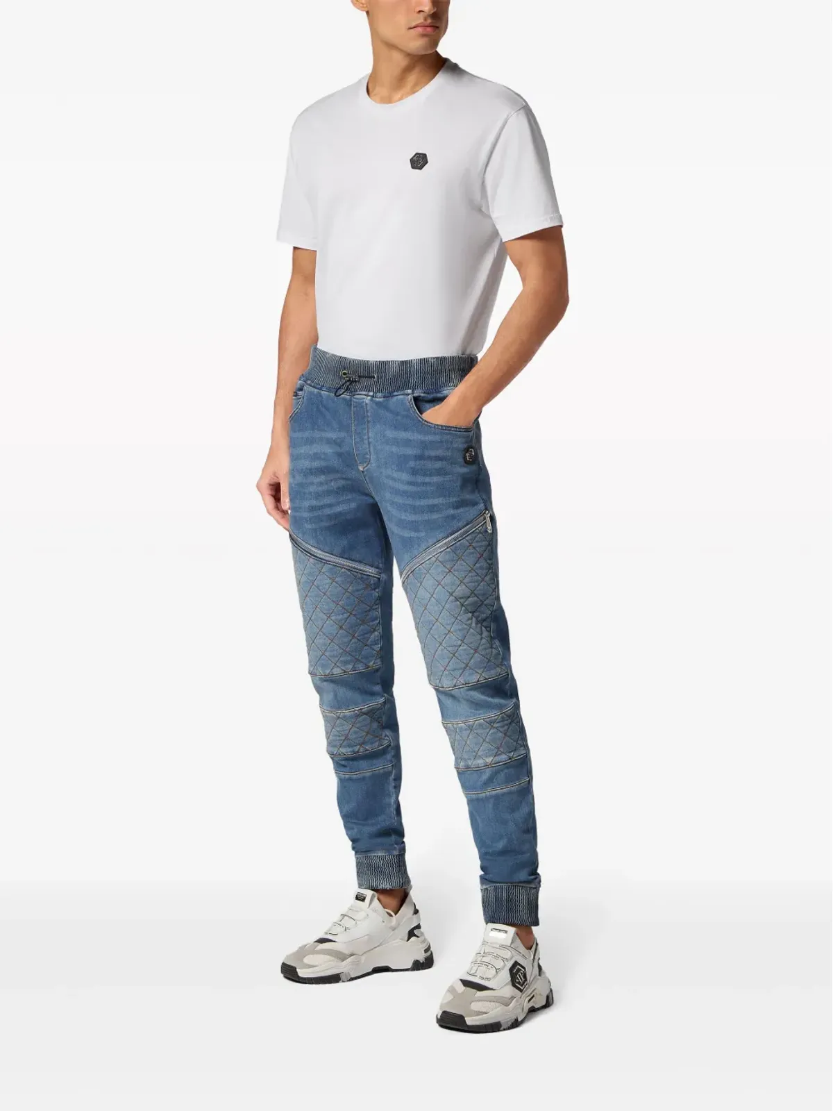 Philipp Plein ジョギング ロゴアップリケ テーパードデニム ジーンズ - ブルー - 画像2