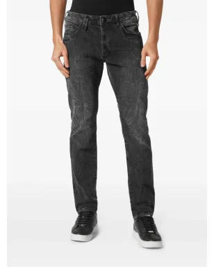 Philipp Plein スカルプリント スリムカット デニム ジーンズ グレー - サムネイル2