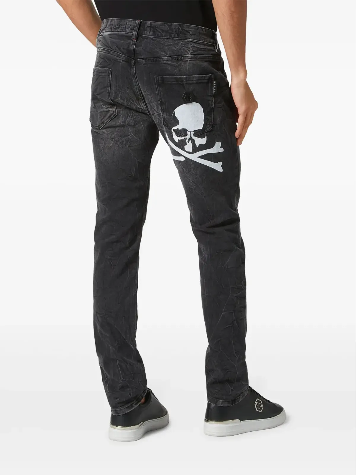 Philipp Plein スカルプリント スリムカット デニム ジーンズ グレー - 画像3