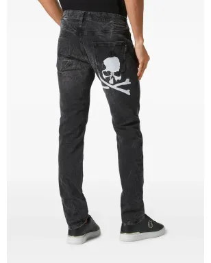 Philipp Plein スカルプリント スリムカット デニム ジーンズ グレー - サムネイル3